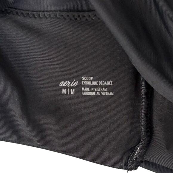 NWT Aerie Black Ruffle Strap Scoop Bikini Top Swim Bralette Size M - Picture 5 of 6